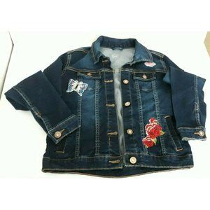Wonder Nation Girls Denim Jean Jacket Size Lg 10-12 with Embroidery & Appliques